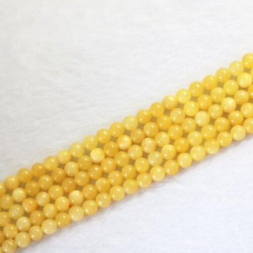 Newly Yellow Jades natural stone chalcedony 6mm 8mm 10mm 12m charms round loose beads diy fashion Jewelry 15"B124