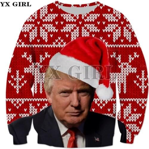 PLstar Cosmos 2018 New Christmas Hip hop 3d Sweatshirt print Funny USA president Donald Trump Pullover Men/Women Sportswear-2