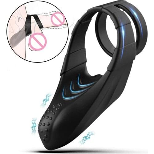 New Delayed Ejaculation Penis Ring Penis Vibrator Recharge Delay Cocking Vibrating Couple Sex Toys Men Vibrator Delay Ring