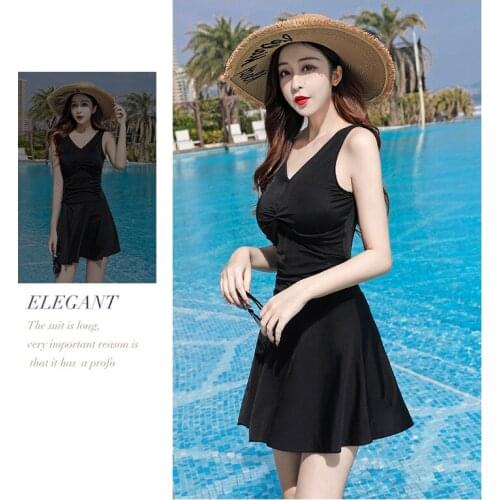 New Type 2021 Large Size Womens Swimsuit Conservative Sexy Breathable Skirt Fashion Thin Back Beach Spa Swimsuit