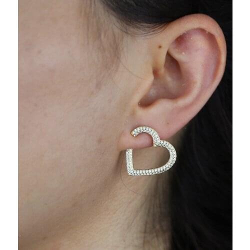 Wholesale Fashion Jewelry Heart Shape Inlaid Rhinestone cz Eearring HIGH Quality for Women Girls Daughter Girlfriend Mother Gift