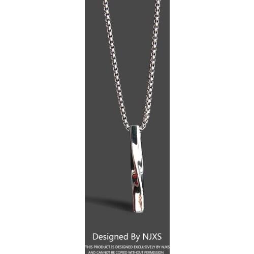 Simple Spiral Bar Pendnat Necklace Stainless Steel Ins Hip-hop Trendy Personality Necklace for Men and Women