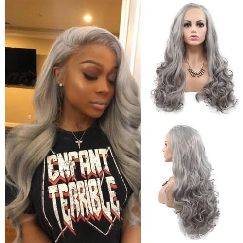 Natural Hairline Synthetic Lace Front Wig For Black Women Silver Blonde Red Colored Wigs Cosplay Glueless Heat Resistant Hair