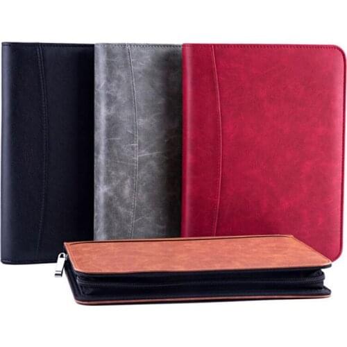Portable A5 Business Padfolio PU Leather Notebook Spiral Diary Organizer Notepad Business Briefcase With Calculator