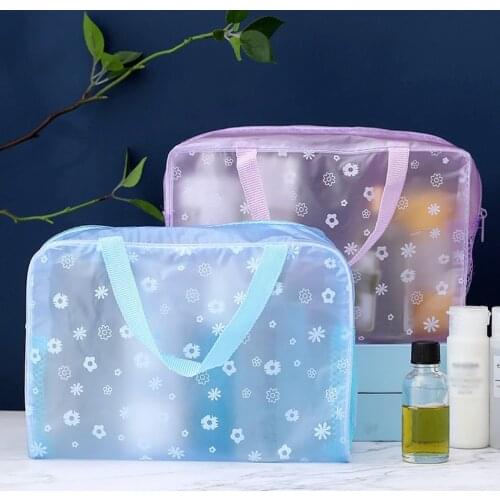 Cosmetic Storage Bag for Women Floral Transparent Wash Bag Makeup Case Toiletry Wash Beauty Kit Storage Pouch Waterproof Travel