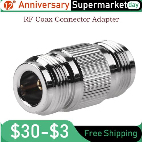 RF Coax Connector Adapter N Type Female to Female Copper Jack Pure Copper Silver (N Outer Screw Inner Hole)