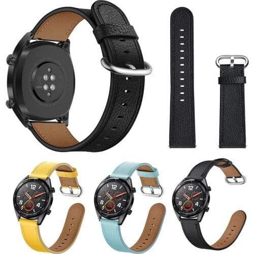 22MM Strap Genuine Leather Watch Band for Huawei Watch GT 2 1 46mm/2 Pro Bracelet for Samsung Galaxy Watch 3 41mm/45mm/42mm/46mm