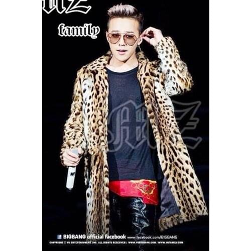 S-4XL!! 2018 Star with a man fur coat coat leopard print costume lovers club fur coat Europe and America