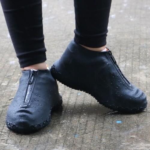Silicone shoes covers unisex elastic black women zipper covers waterproof rain shoes men high quality cover shoes