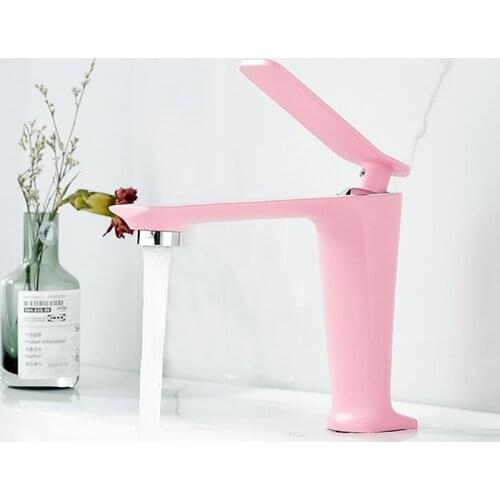 Basin Mixer Faucet Bathroom Sink Tap Pink Brass Hot and Cold Single Hole Bath Faucet Single Handle Basin Tap Wash Basin Torneira