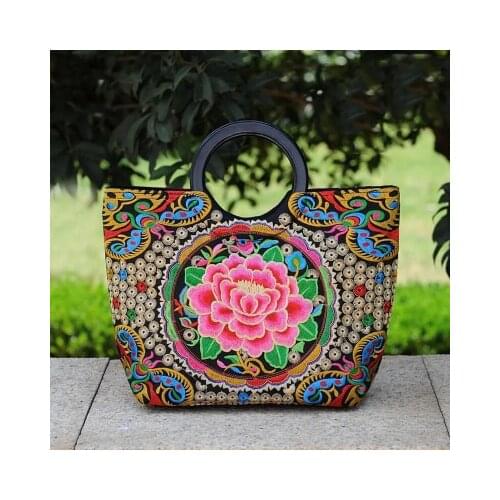 Hot Fashion Embroidery Women National Small Handbags!All-match Nice Floral Embroidered Lady Top-handle bags Vintage Canvas Totes