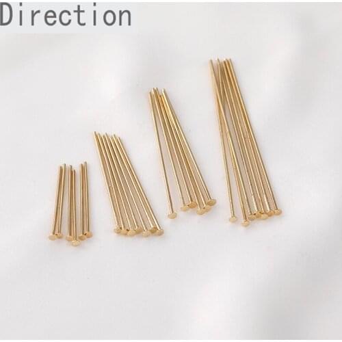 Fine flat head pin 0.5mmDIY handmade jewelry basic accessory material 14k gold color preserving T-shaped Pin 100 pcs