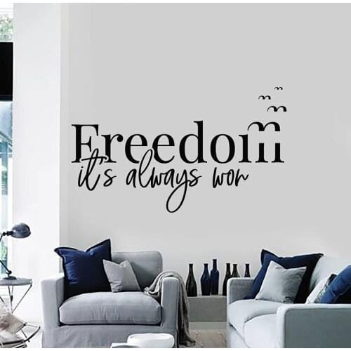 Vinyl Wall Decal Words Phrase Freedom Birds Bedroom Living Room Home Decoration Glass Stickers Removable Lettering Mural M708