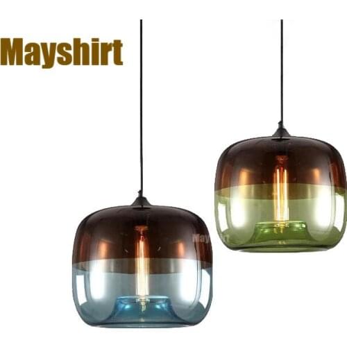 Vintage Stained Glass Pendant Lights Nordic Industrial Cafe Bar Restaurant Light Fixtures Home Decor Living Room Bedroom Lamp