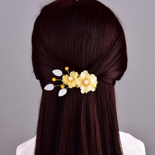 Retro Comfortable Coloured Glaze Flower Hairpins Elegant Exquisite Classical Hair Jewelry Super Fairy Hanfu Accessories