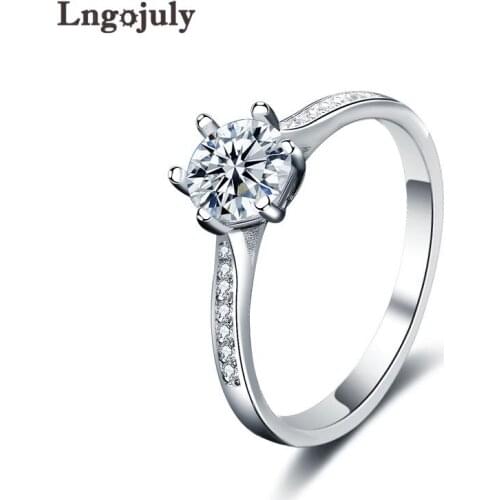 Pure 925 Sterling Silver Women Ring 1 Carat Moissanite Wedding Ring For Women Engagement Party Silver 925 Jewelry Gifts