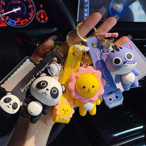 1PC Fashion Epoxy Cute Animal Keychain Tiger Panda Doll Creative Resin Keyring Women Kids Bag Pendant Keyfob Jewelry Gift
