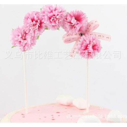 1PC Flower Falg Banner Cake Topper Birthday Kids Favors Cake Decoration Cupcake Topper for Wedding Dessert Table Decor