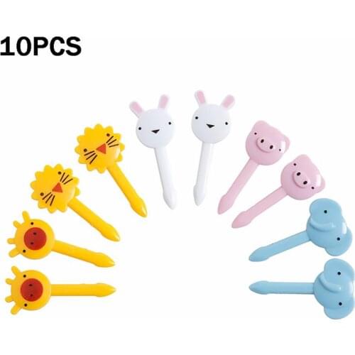 10Pcs Cute Fruit Fork Mini Animal Farm Cartoon Food Picks Children Snack Cake Dessert Food Fruit Forks Lunch Bento Accessories