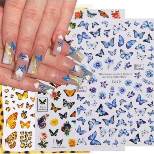 3D Butterfly Rose Nail Art Stickers Slider Letter Flowers Design Transfer Nails Decals DIY Tips Nail Decorations Nail Accesoires