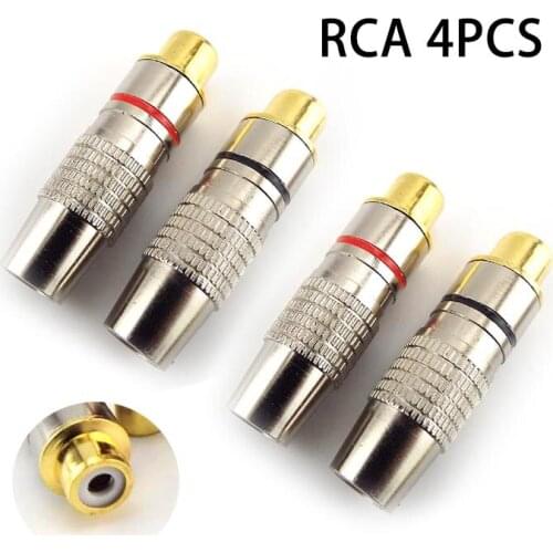 4pcs RCA Female Jack Plug Solder Audio Video Adapter Connector RCA Female Balck Red Convertor Gold Plated for Coaxial Cable