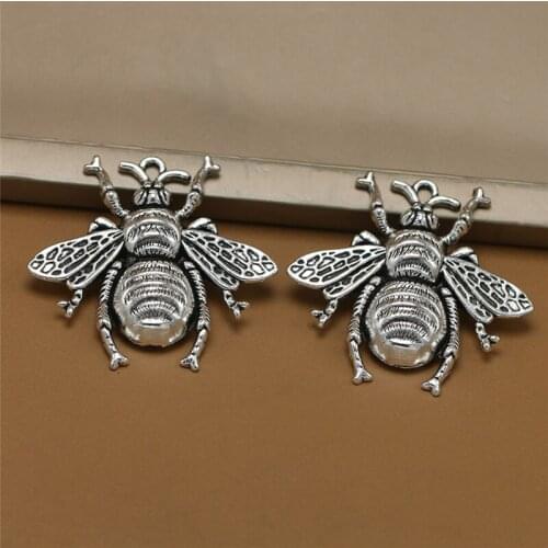 40*38mm 10PCS Antique Alloy Metal Hollow Out BEE Animal Charms Pendants Jewelry Findings Accessories Fit DIY Necklace