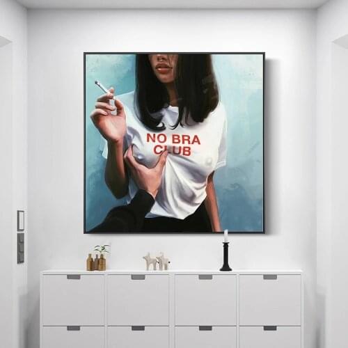 Abstract No Bra Club Girl Canvas Paintings on The Wall Art Posters and Prints Modern Bad Girls Wall Pictures for Home Room Decor