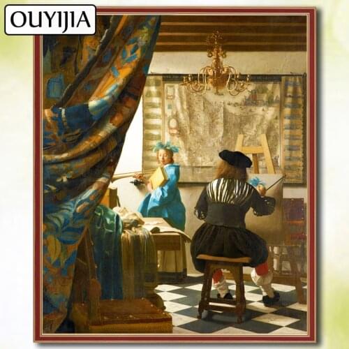 OUYIJIA 5D DIY Diamond Famous Painting Full Square Jan Vermeer Embroidery Painting Sale Diamond Mosaic Picture Of Rhinestones