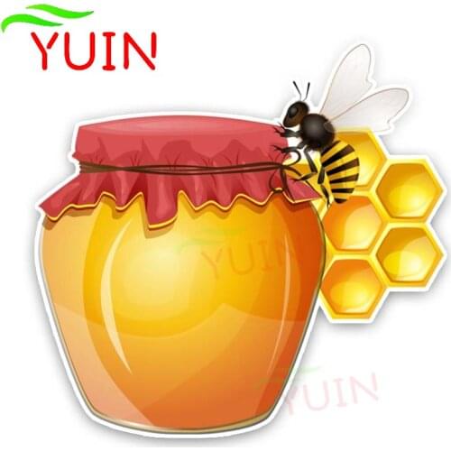 Honey Bees Make Honey Car Sticker Fashion PVC Auto Accessories Body Window Decoration Waterproof Sunscreen Decal 16CM*15CM