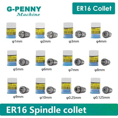 CNC ER16 spindle motor collet full size from ER16 1mm,2mm,3mm,4mm,5mm,6mm,7mm,8mm,9mm,10mm,1/4mm ,1/8mm milling tool holder