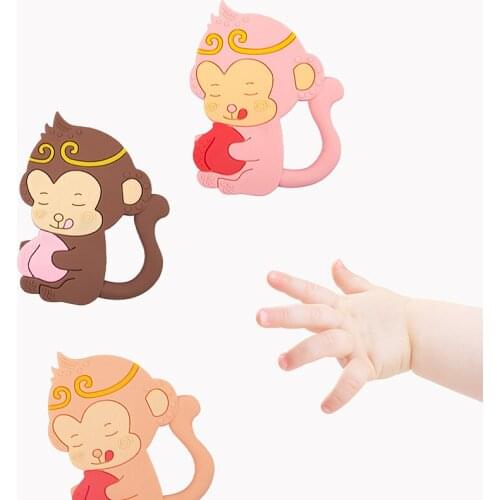 Chenkai 10PCS Silicone Monkey Teether Baby Cartoon Pacifier BPA Free For DIY Infant Nursing Bracelet Necklace Pendant Toy Gifts