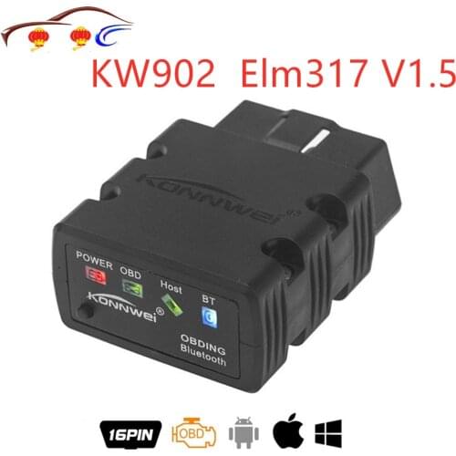 Konnwei KW902 ELM327 V1.5 OBD2 Bluetooth / Wifi OBDII CAN-BUS Diagnostic Car ScanTool Works on iOS iPhone Android Phone