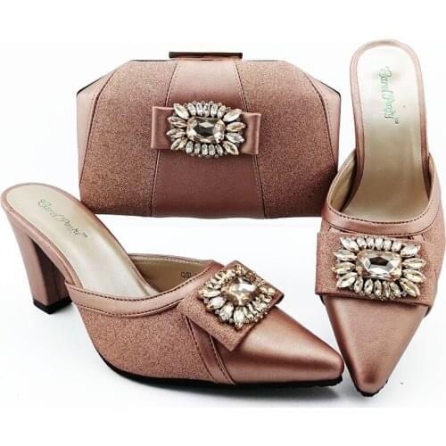 Elegant Italian Matching Sandals and Purse Set for Wedding Women Italian Shoes and Bag Set Decorated with Artificial Rhinestone
