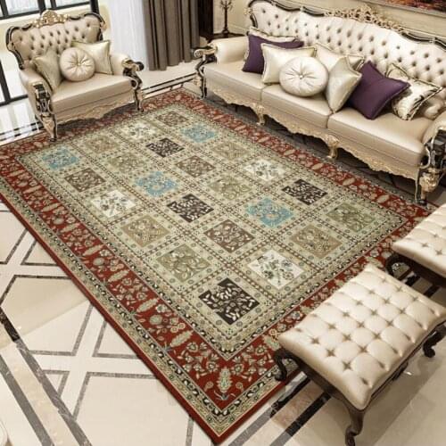 European Floral Print Living Room Area Rug Turkish Persian Style Loop Velvet Soft Bedroom Bedside Carpet Kitchen Hallway Doormat