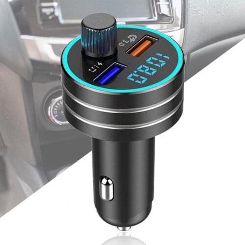 C1/D5 FM Transmitter Bluetooth 5.0 Intelligent Chip ABS Auto Quick Charger with Dual USB for Car Intelligent Chip ABS Auto Quick