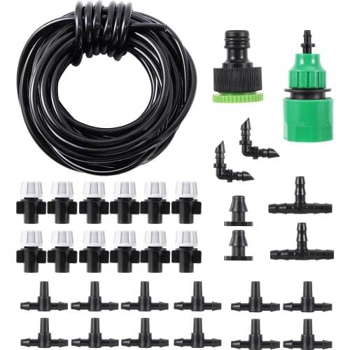 1 Set Fog Nozzles irrigation system Portable Misting Automatic Watering 10m Garden hose Spray head with 4/7mm tee and connector