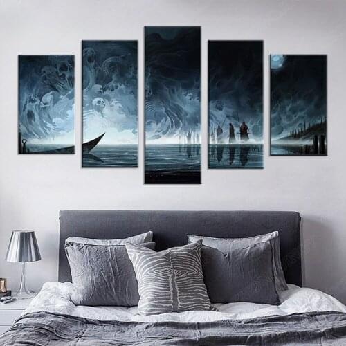 Canvas Art HD Printed Poster Modular Pictures Home Decor Photo Frame 5 Pieces Death Evil Soul Darkness Painting Wall Art