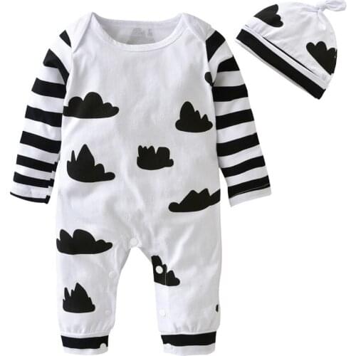 Baby Rompers New Style long sleeve jumpsuit with hat unisex children clothing set boys girls romper infant newborn outfits