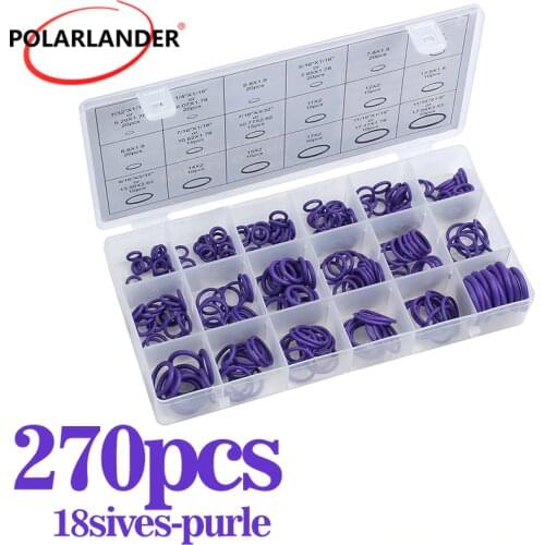 For Car Automotive Purple Air Conditioner HNBR Rubber Assortment A/C System O Ring Set Seal Kit R134a R12 Repair Tool