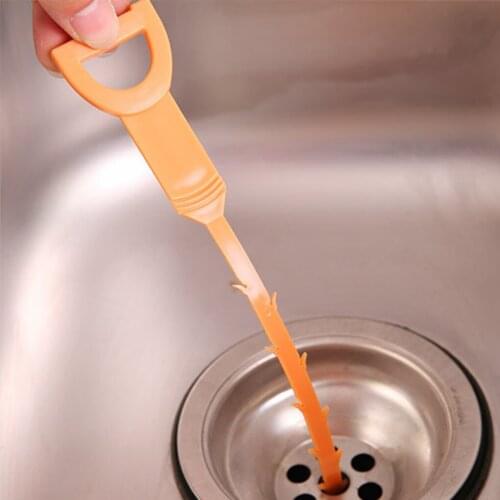 Sink Cleaning Hook Kitchen Plastic Sewer Dredging Pipe Hair Sink Cleaning Tool Color Random
