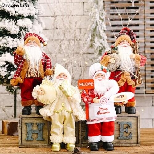 Santa Claus Doll 2021 Christmas Tree Ornament Merry Christmas Standing Santa Claus Xmas Decorations for Home New Year Kids Gifts
