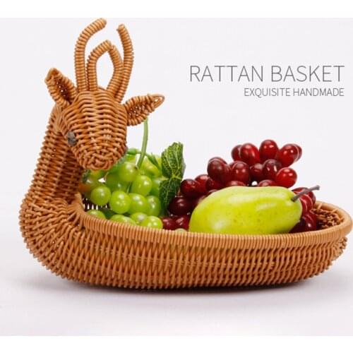 Simulation Rattan Woven Basket Storage Basket Fruit Basket Animal Shape Storage Basket Display Basket