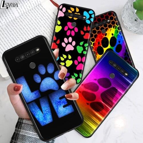 Dog paw Cute for LG G8 G8S G8X V30 V35 V40 V50 V60 ThinQ Q60 K40 K50 K51 K61 K71 K92 K62 Soft Black Phone Case