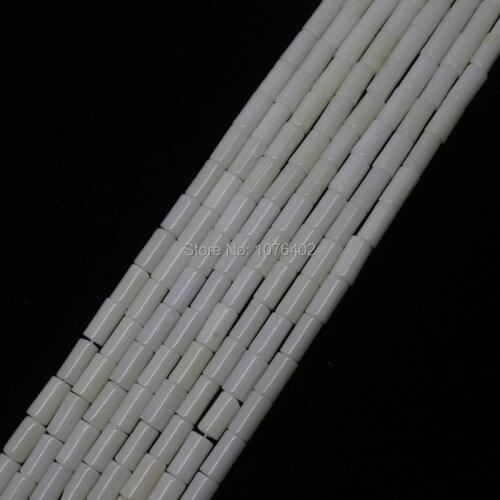 Mini. order is $7!4x8mm White Coral Cylindrical Tube Spacer Loose Beads 15"
