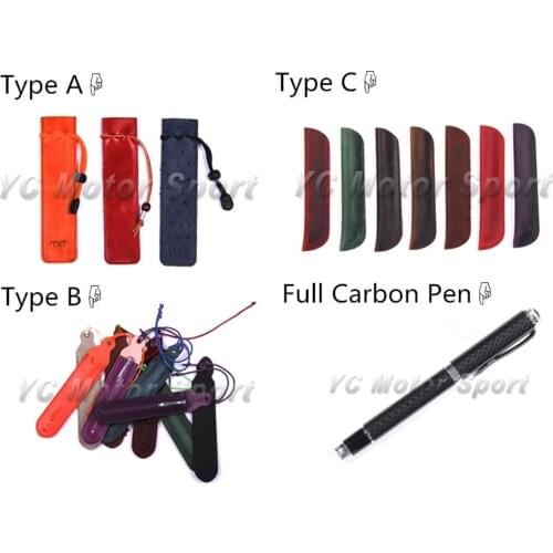 Fashion Gitf Type A B C 100% Real Leather Pen Bag Case & Carbon Pen For Office School Writing Roller Ball Signature Pen Pencil