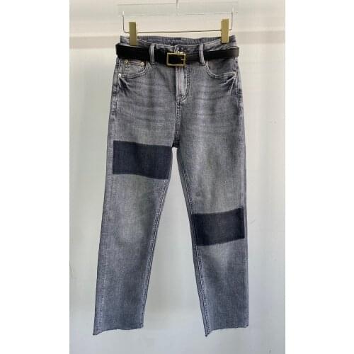 Fashion 2021 New Ladies Wide Belt Loose Dyed Jeans 0113