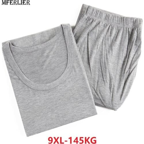 Autumn Men Underwears Long Johns large size cotton Modal Thermal Underwear thin Tops thin Bottoms loose Comfortable 7XL 8XL 9XL