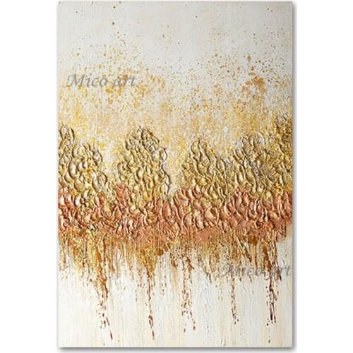 Latest Design Abstract Heavy Thick Gold Foil Oil Painting No Frame Canvas Wall Decorative Item Art Panel Set For Living Room