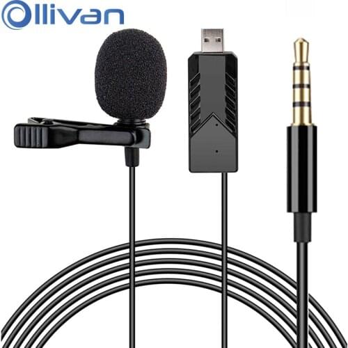 2021 Newest Microphones USB Collar Clip Mic For PC Computer Laptops Recording Microphone 3.5mm Portable Mic For Remote learning
