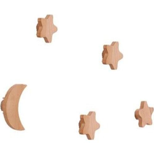 2021 Newest Nordic Solid Wood Wall Hook Punch-free Porch Door Back Sticking Hook Stars And Moon Creative Cute Coat Rack